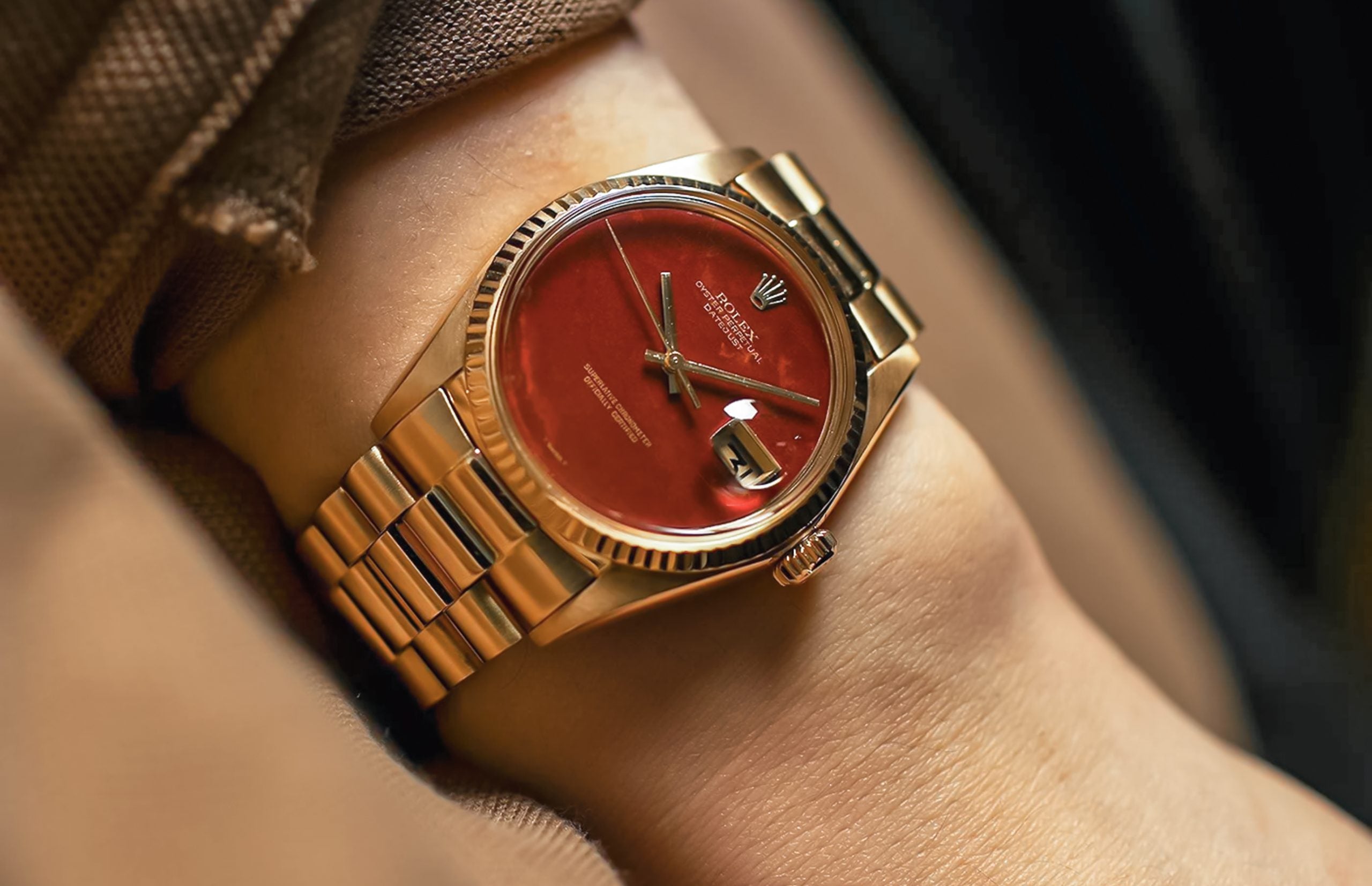 ヴィンテージ ロレックス Rolex 化粧箱レッド Red Jasper Dial 1601/8 Rolex Datejust – Hairspring