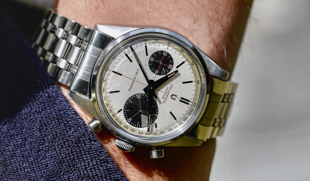 Montre Universal Genève Compax / Uni-Compax Vintage - Chronographe Suisse 1945-1955 - Boîtier Acier - NOS
