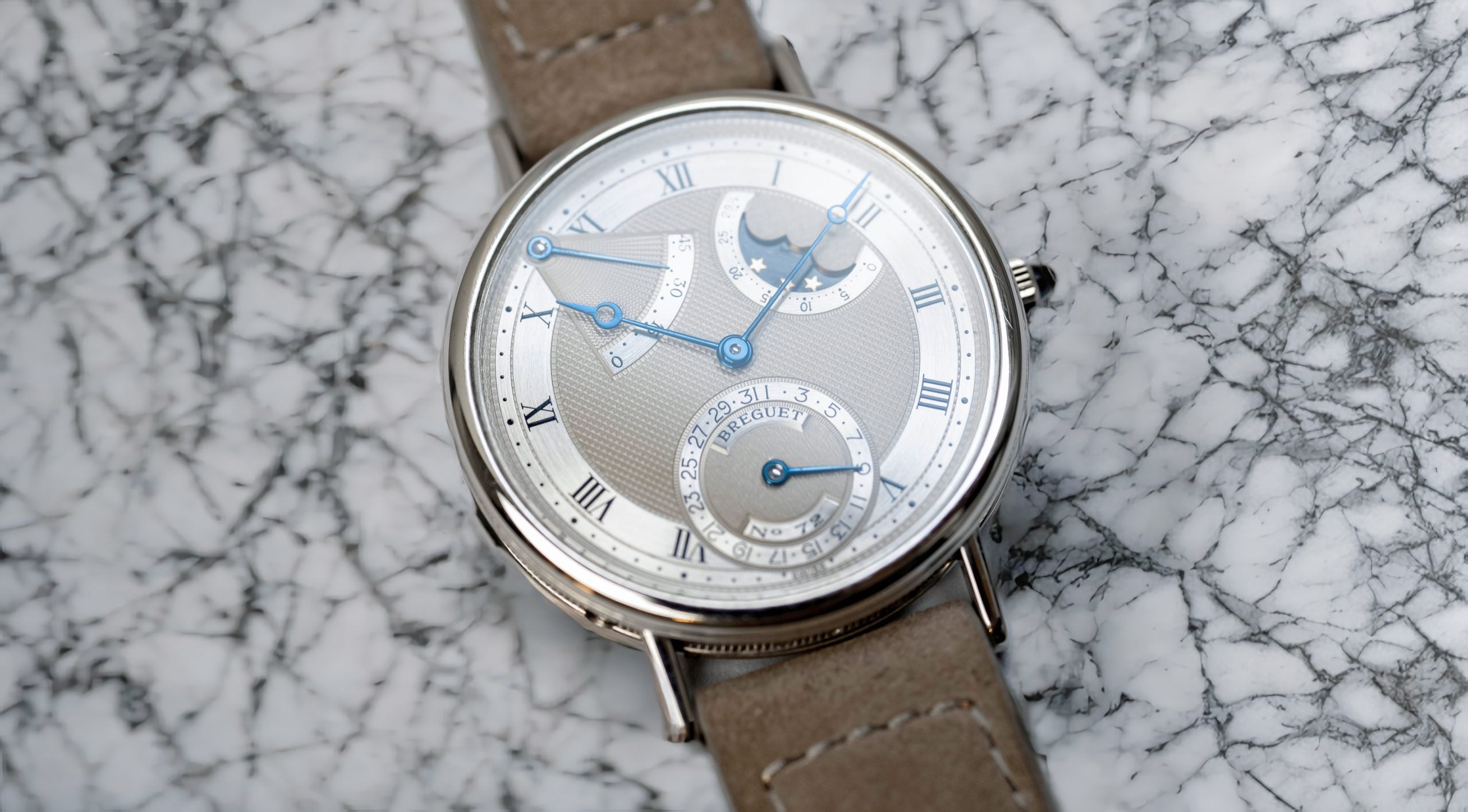 3137 Breguet Classique Power Reserve Moonphase, White Gold