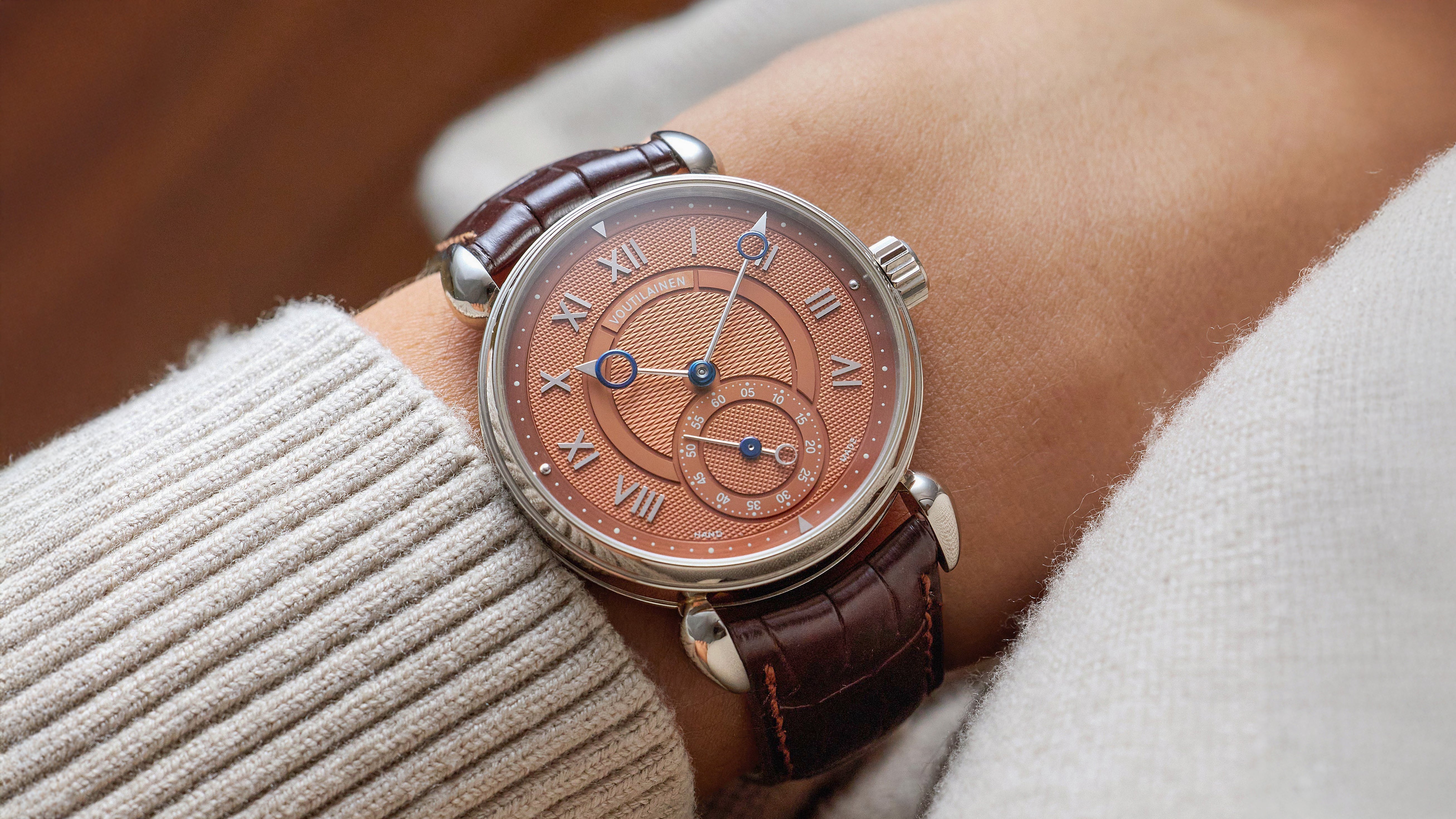 Brown Guilloché Dial Voutilainen Observatoire, White Gold – Hairspring