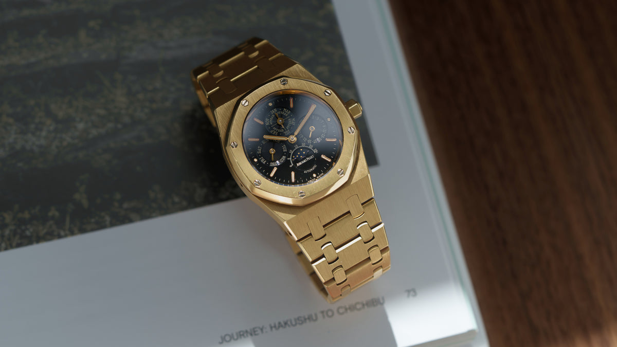25800BA, Royal Oak Perpetual Calendar, Black Dial, Yellow Gold
