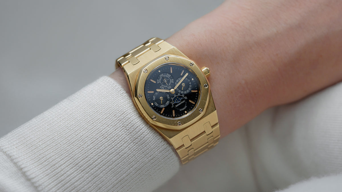 25800BA, Royal Oak Perpetual Calendar, Black Dial, Yellow Gold