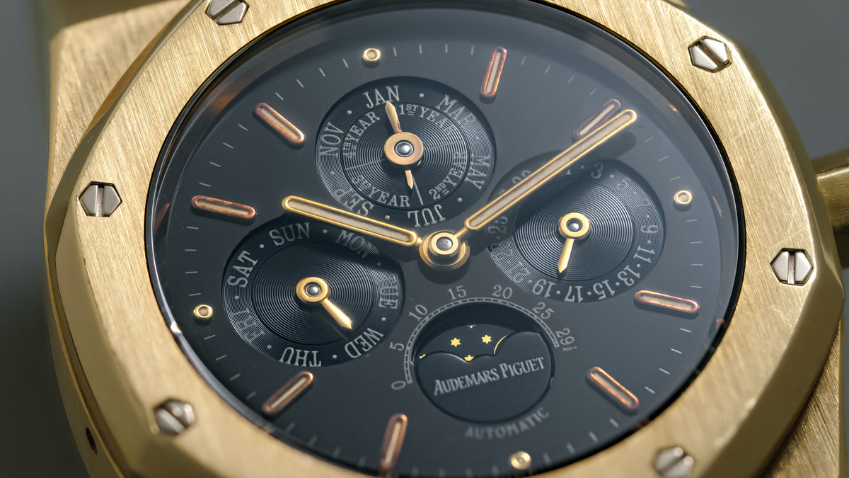 25800BA, Royal Oak Perpetual Calendar, Black Dial, Yellow Gold