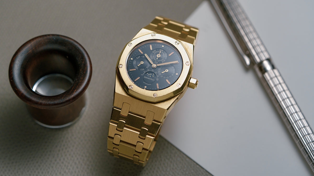 25800BA, Royal Oak Perpetual Calendar, Black Dial, Yellow Gold