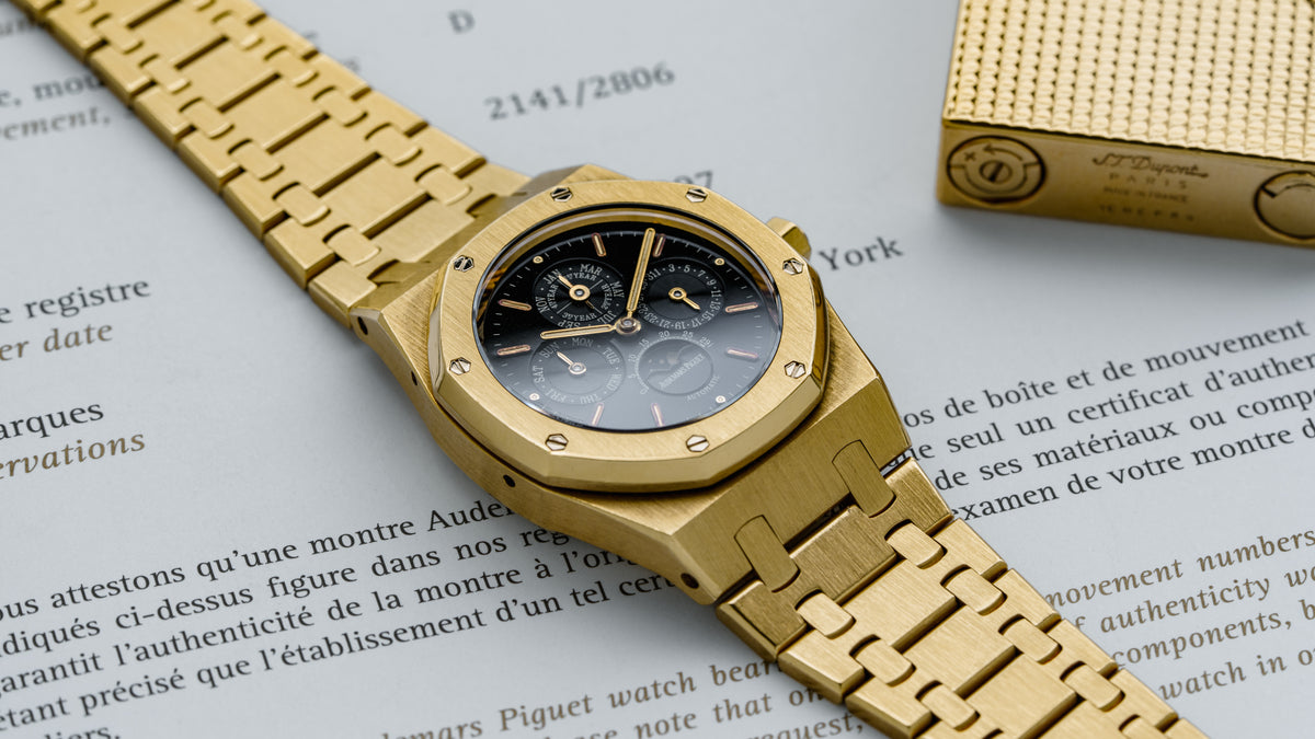 25800BA, Royal Oak Perpetual Calendar, Black Dial, Yellow Gold