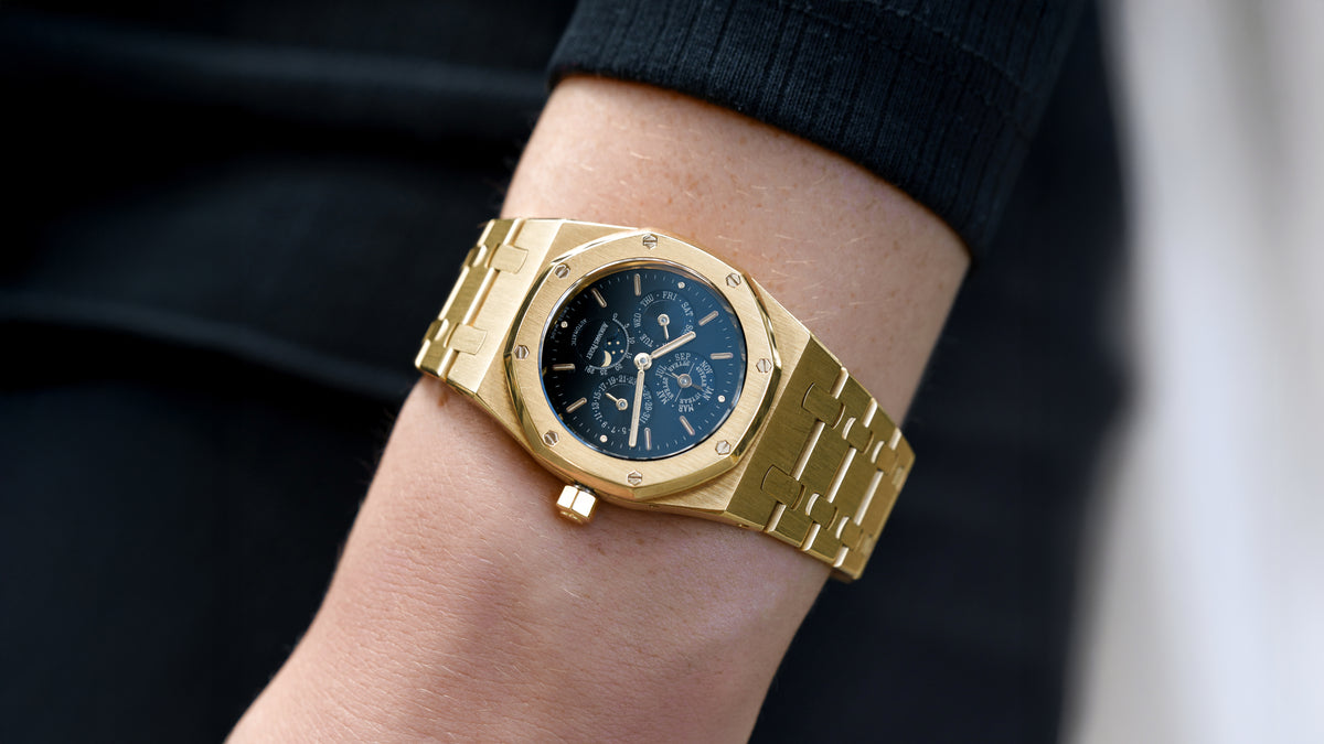 25800BA, Royal Oak Perpetual Calendar, Black Dial, Yellow Gold