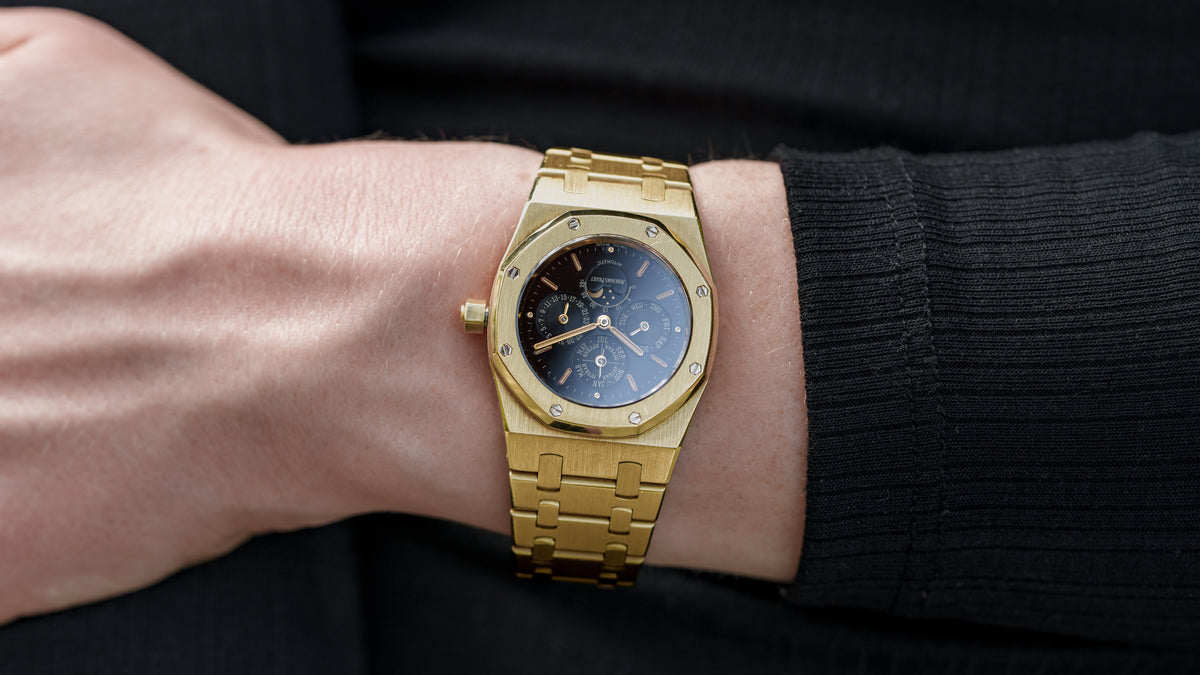 25800BA, Royal Oak Perpetual Calendar, Black Dial, Yellow Gold