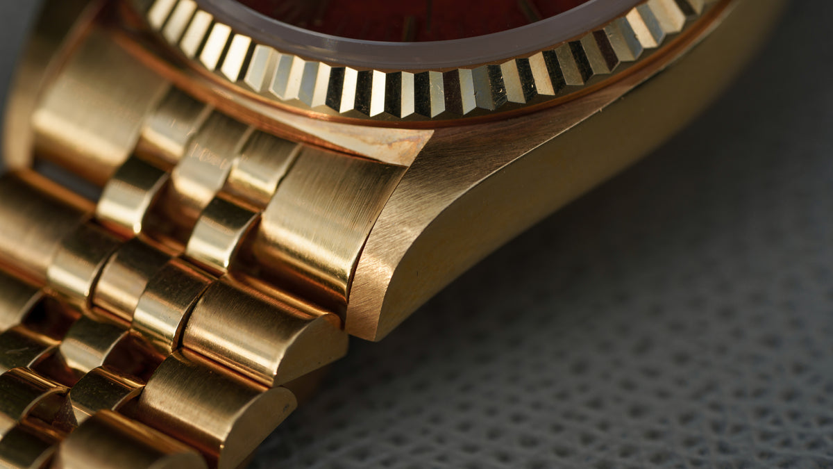 16018, Datejust, Mahogany Wood Dial, Yellow Gold