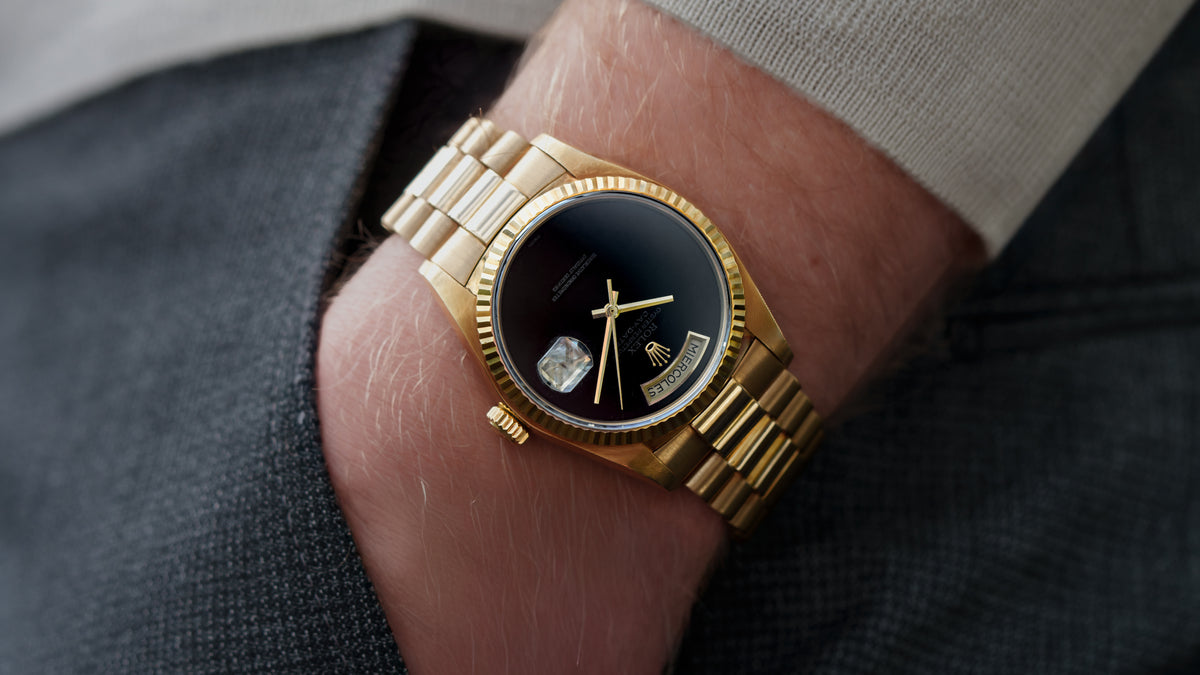 18038, Day-Date, Onyx Dial, Yellow Gold