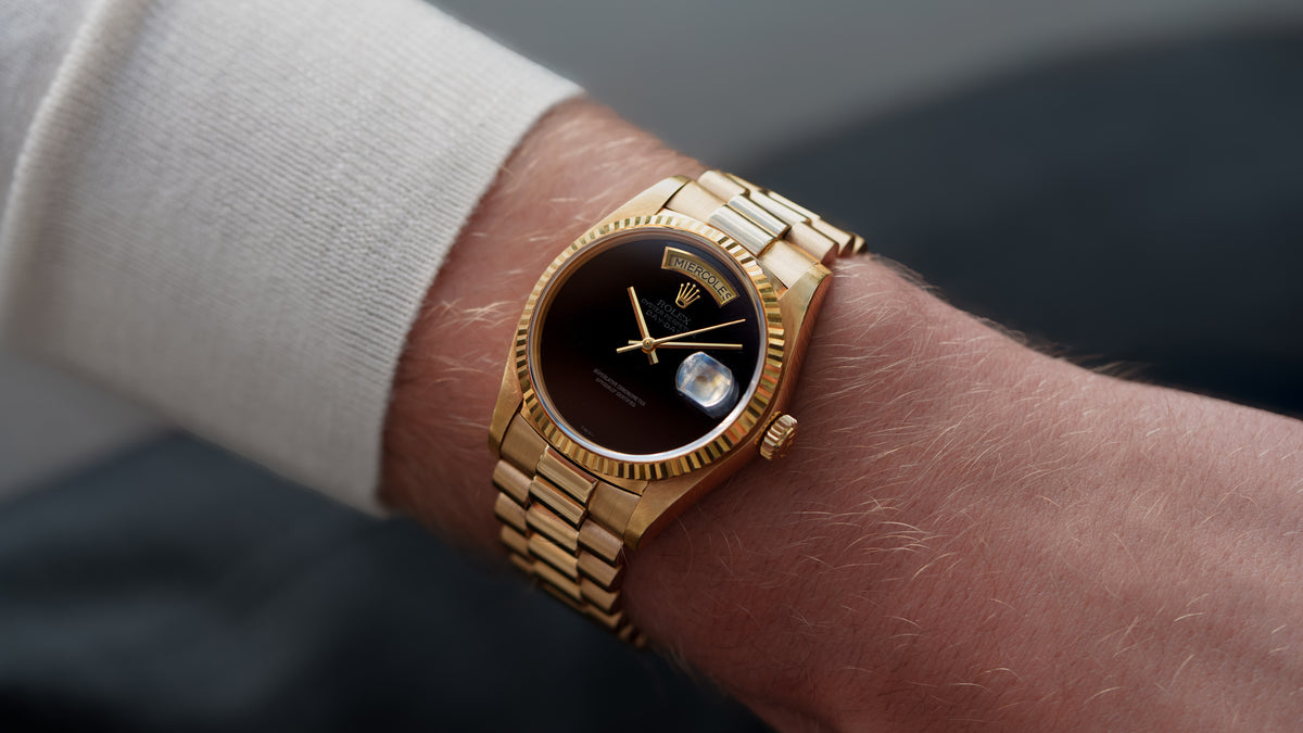 18038, Day-Date, Onyx Dial, Yellow Gold