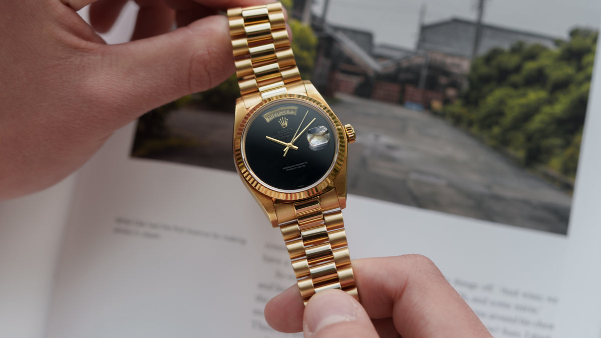 18038, Day-Date, Onyx Dial, Yellow Gold