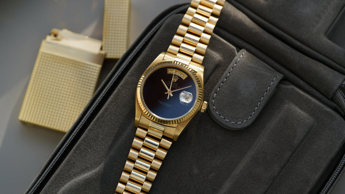 18038, Day-Date, Onyx Dial, Yellow Gold