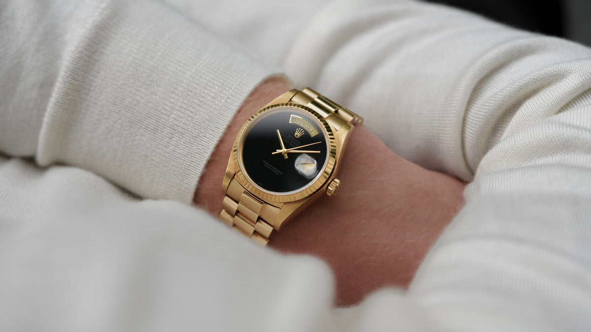 18038, Day-Date, Onyx Dial, Yellow Gold