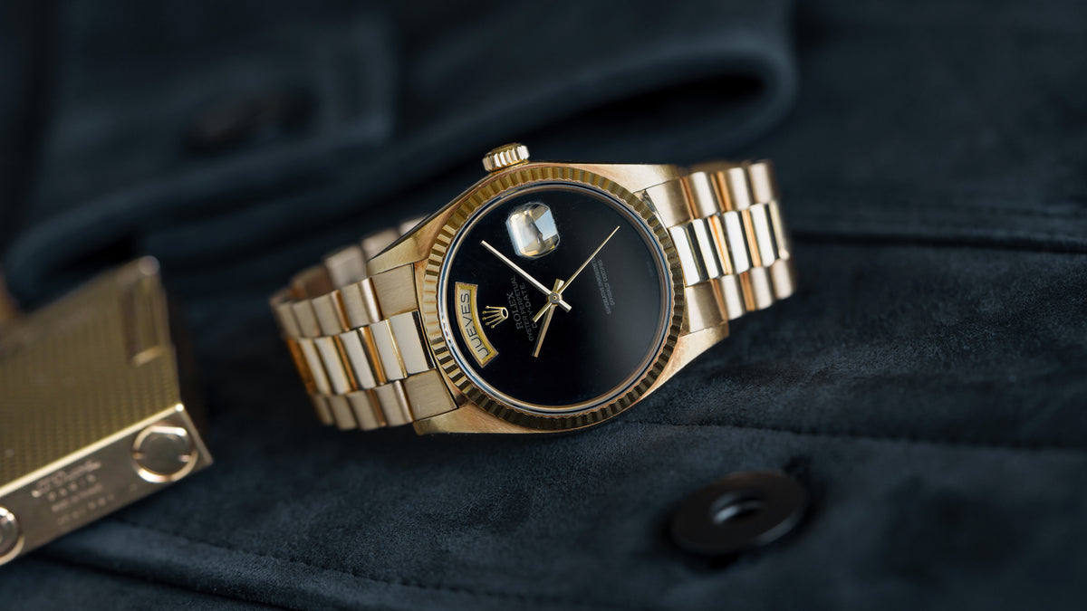 18038, Day-Date, Onyx Dial, Yellow Gold
