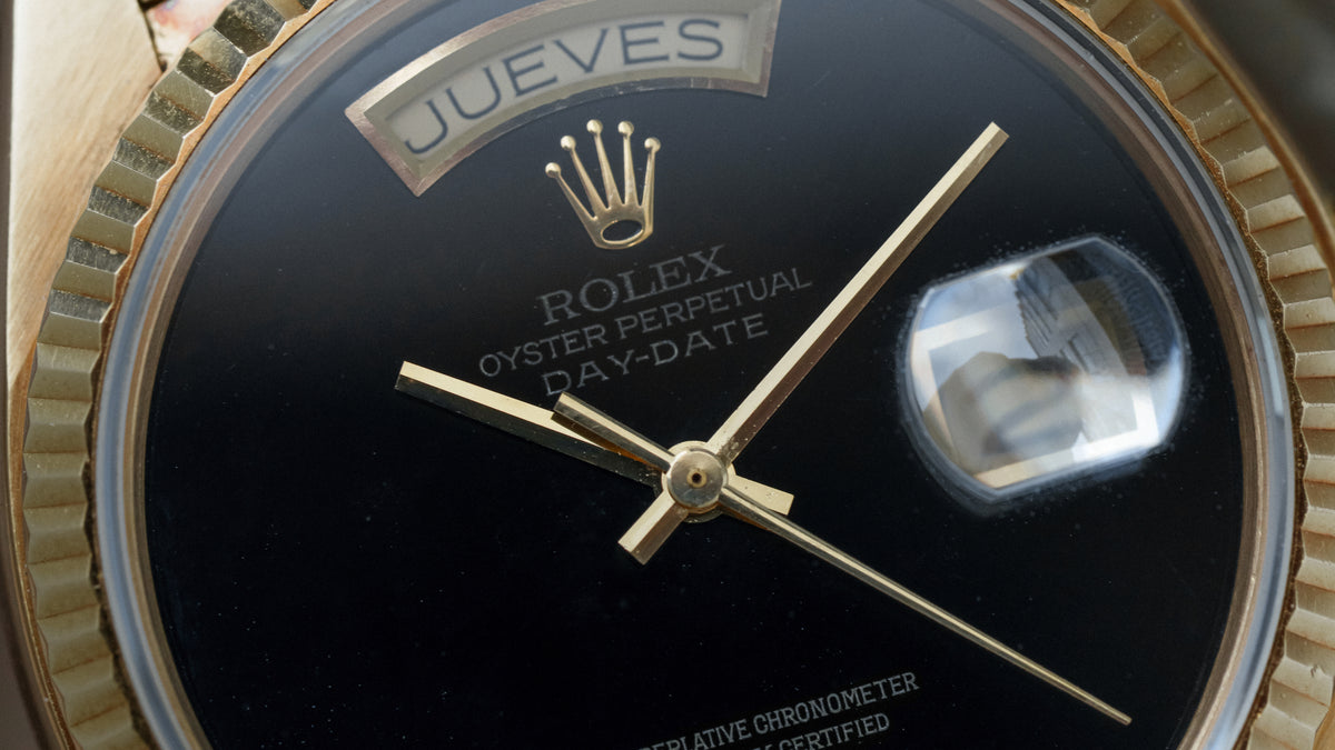 18038, Day-Date, Onyx Dial, Yellow Gold