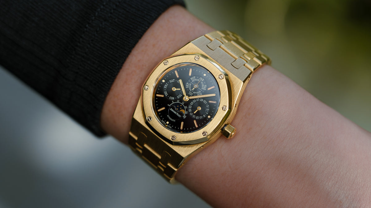 25800BA, Royal Oak Perpetual Calendar, Black Dial, Yellow Gold
