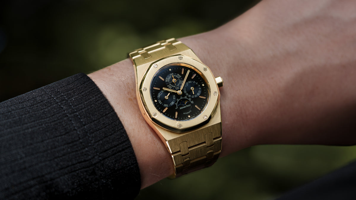 25800BA, Royal Oak Perpetual Calendar, Black Dial, Yellow Gold