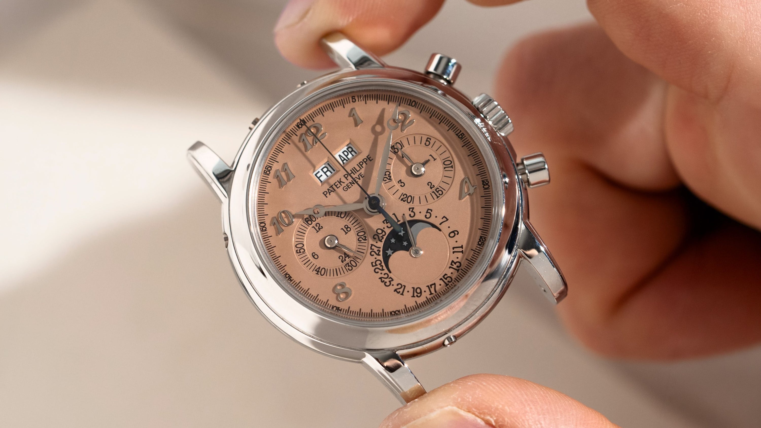 Breguet Salmon Dial 3970EP Patek Phillipe Perpetual Calendar Chronograph