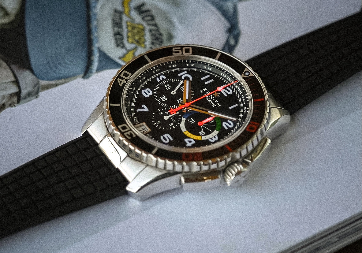 レインボーフィン　EL GATO9.5 Stratos Flyback Rainbow Zenith El Primero – Hairspring