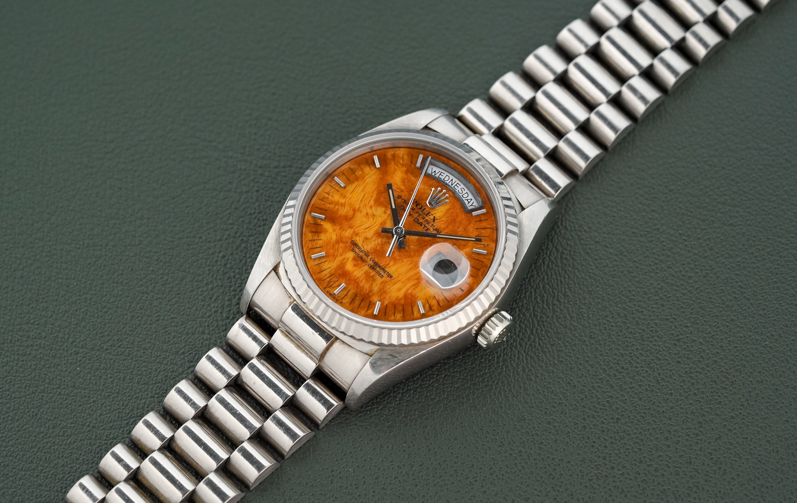 Burl Wood Dial 18039 Rolex Day-Date – Hairspring