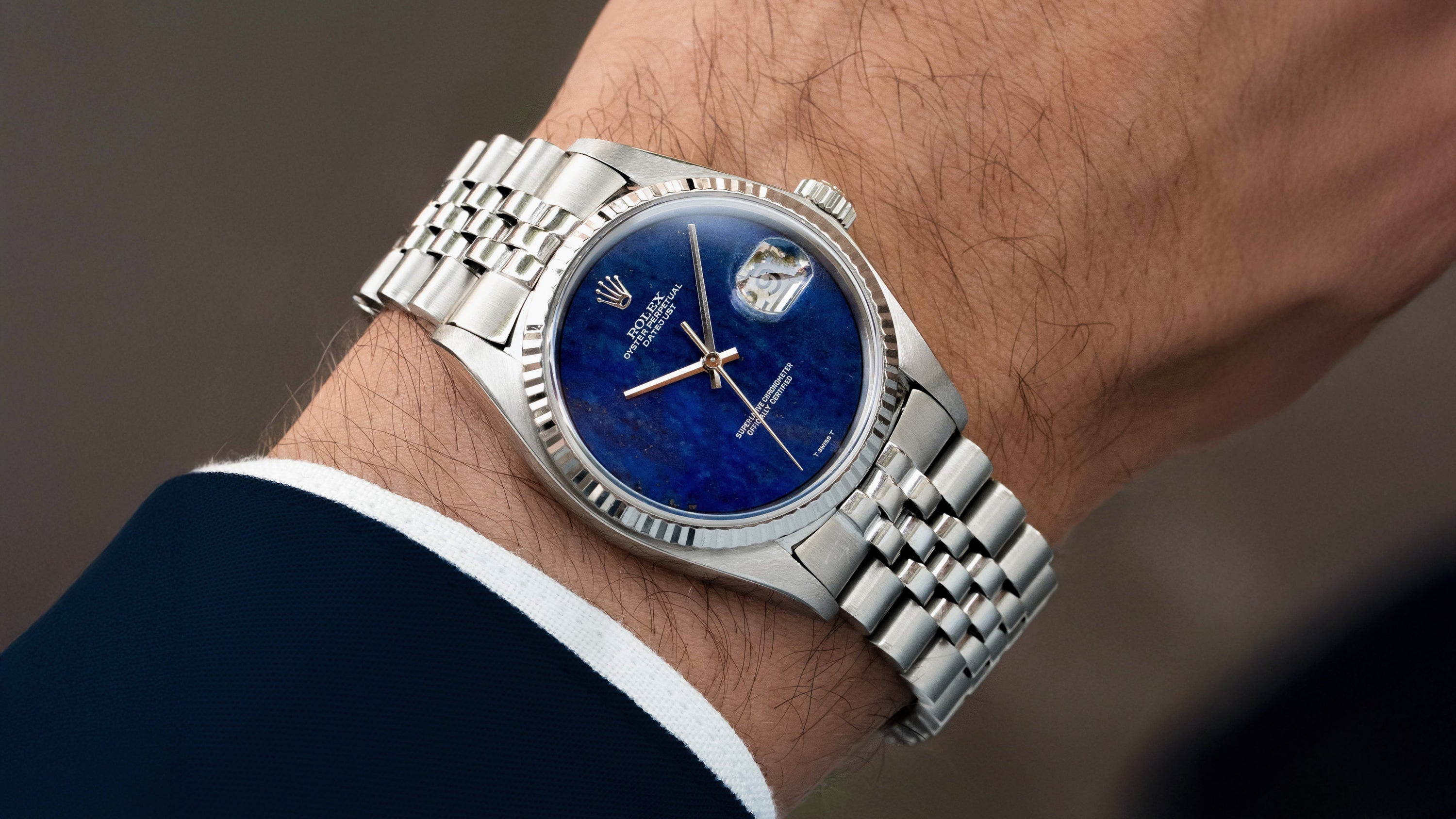 Lapis Dial 1601/9 Rolex Datejust, White Gold