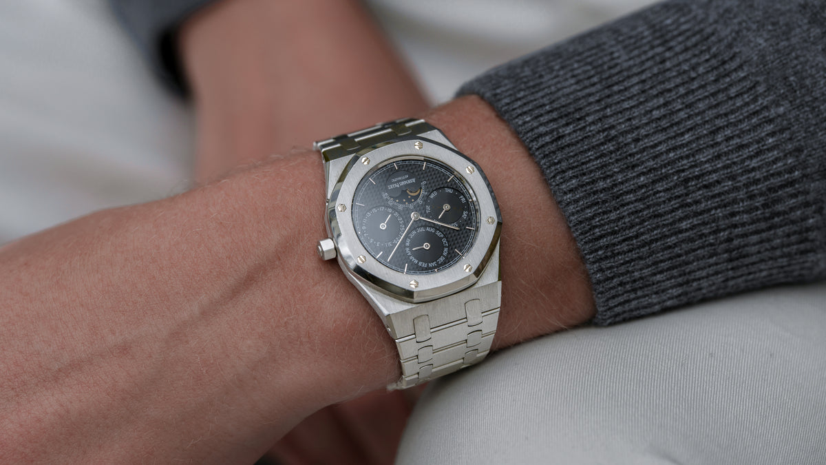 25654ST, Royal Oak Perpetual Calendar, Black 'Petite Tapisserie' Dial, Steel
