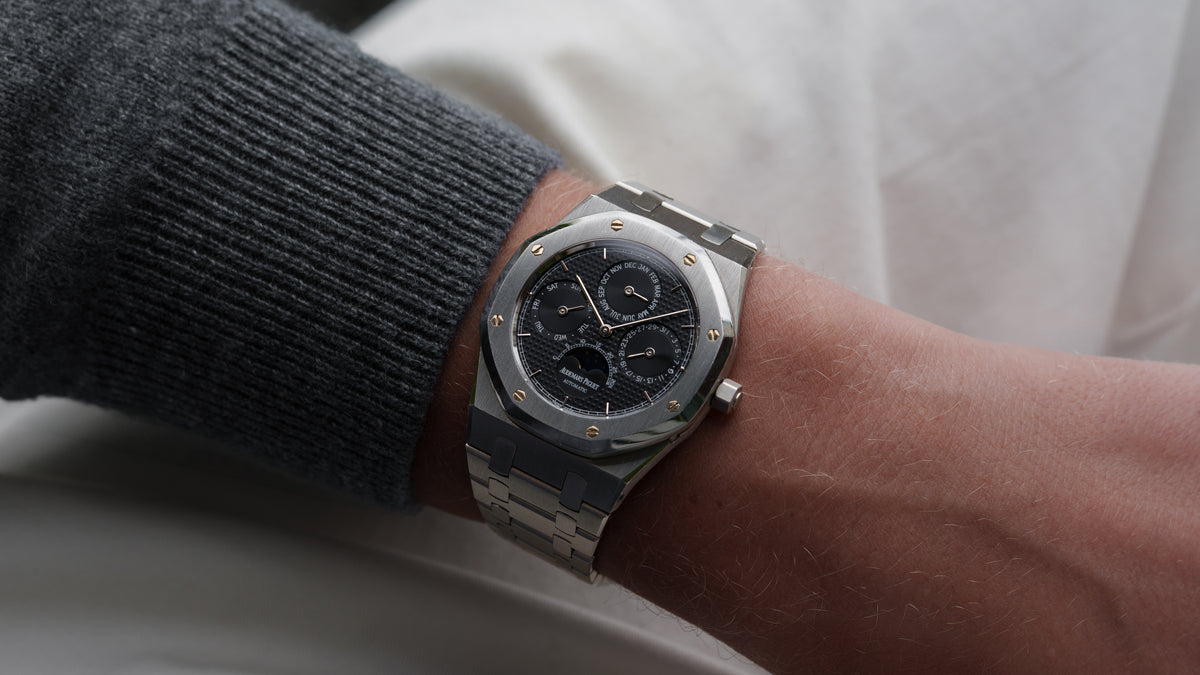25654ST, Royal Oak Perpetual Calendar, Black 'Petite Tapisserie' Dial, Steel