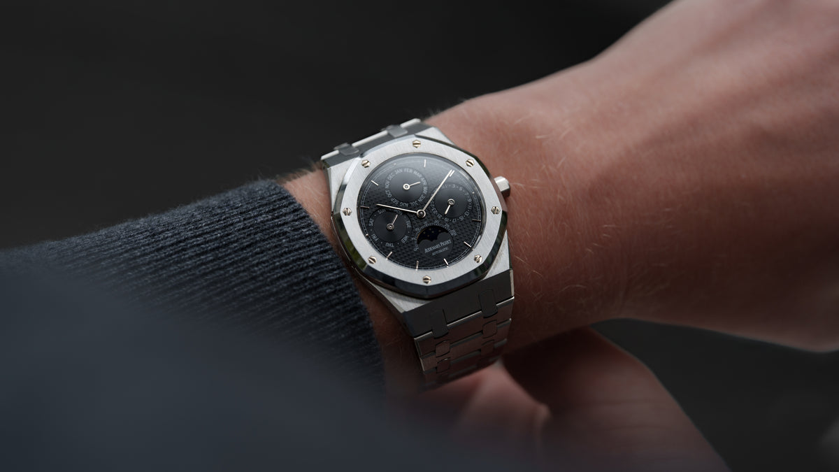 25654ST, Royal Oak Perpetual Calendar, Black 'Petite Tapisserie' Dial, Steel