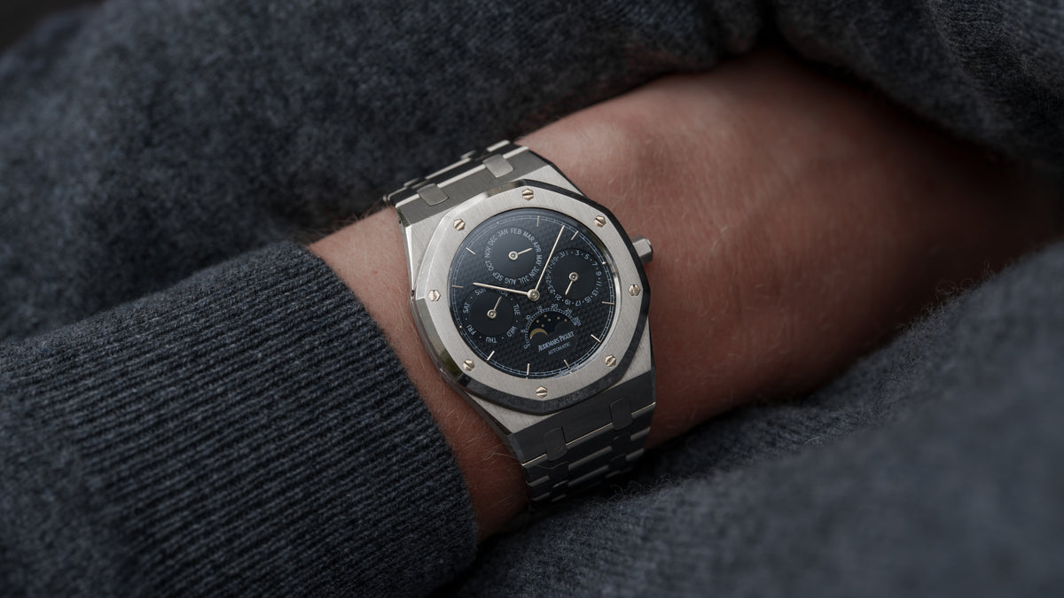25654ST, Royal Oak Perpetual Calendar, Black 'Petite Tapisserie' Dial, Steel