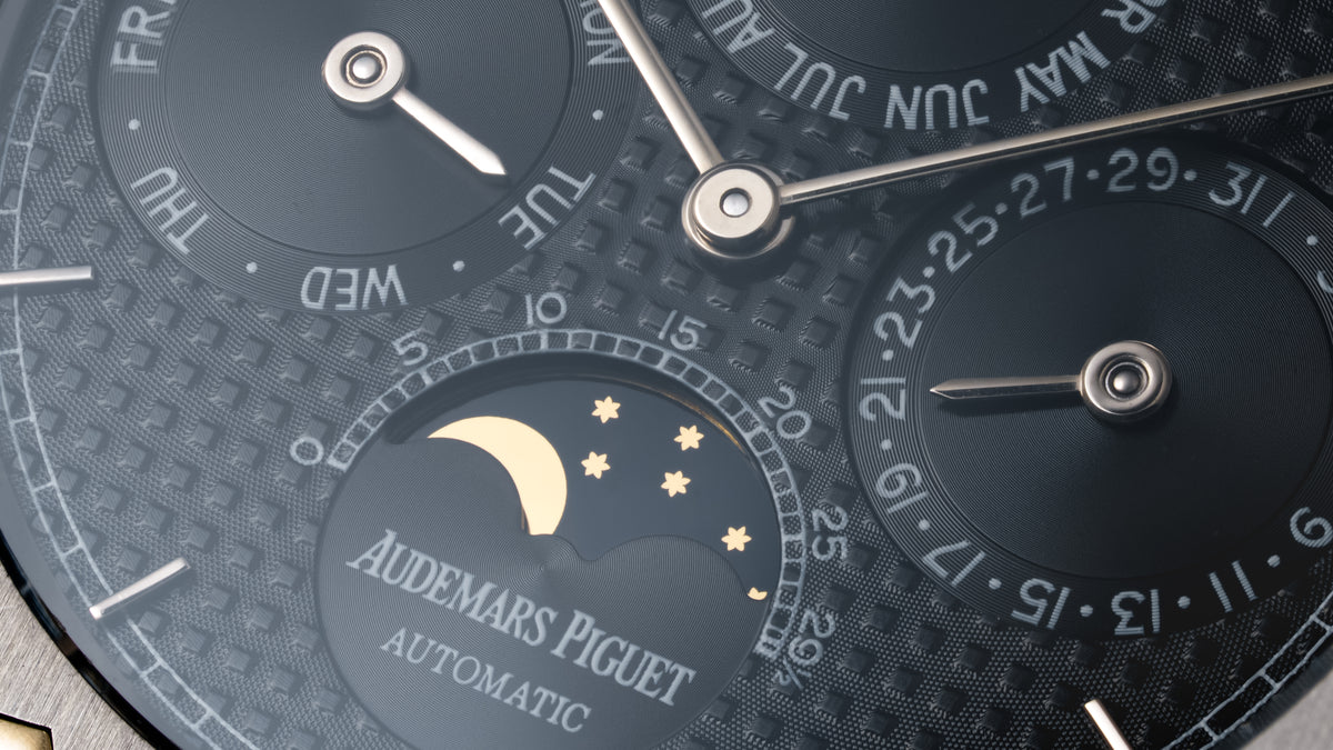 25654ST, Royal Oak Perpetual Calendar, Black 'Petite Tapisserie' Dial, Steel