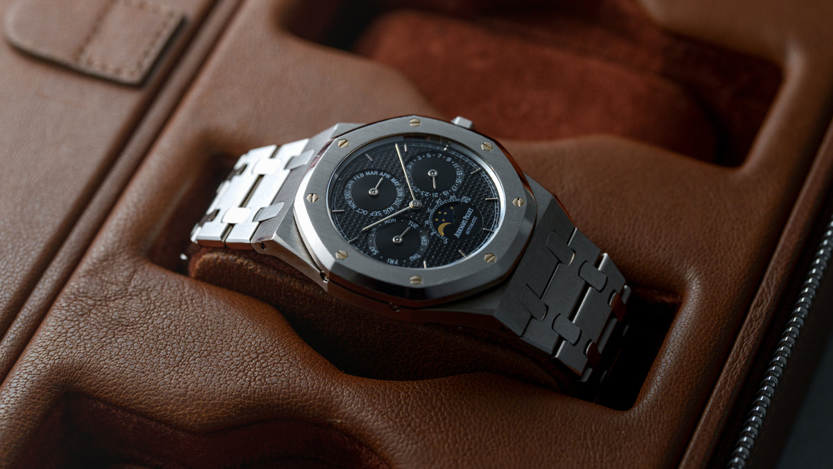 25654ST, Royal Oak Perpetual Calendar, Black 'Petite Tapisserie' Dial, Steel