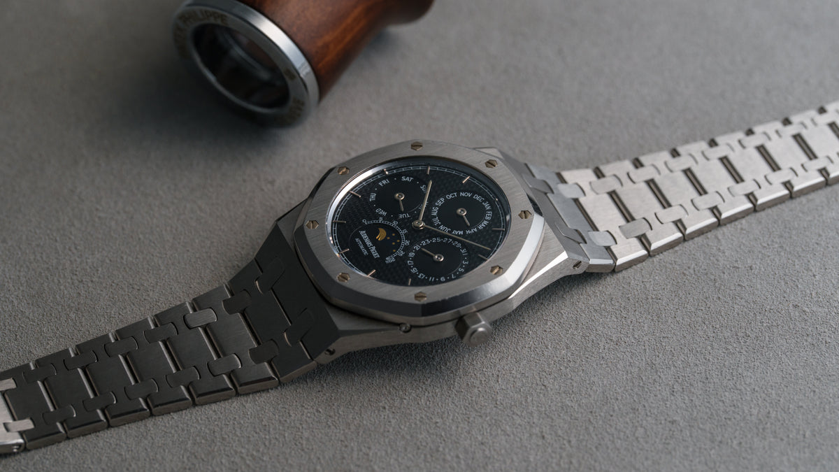25654ST, Royal Oak Perpetual Calendar, Black 'Petite Tapisserie' Dial, Steel