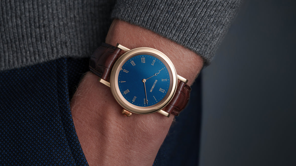 H11, Central Balance, Blue Dial, Pink Gold