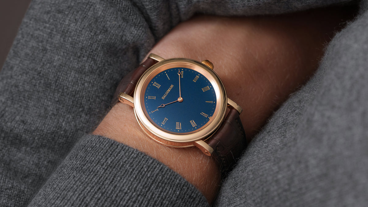 H11, Central Balance, Blue Dial, Pink Gold