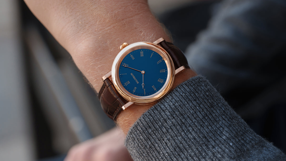 H11, Central Balance, Blue Dial, Pink Gold