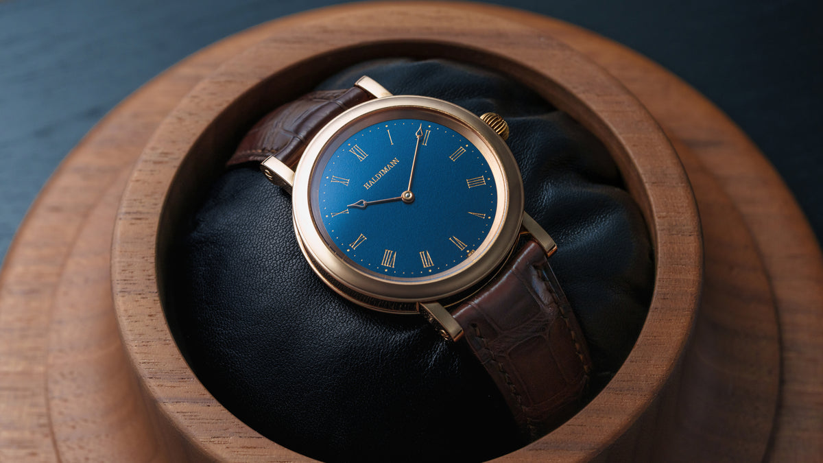 H11, Central Balance, Blue Dial, Pink Gold