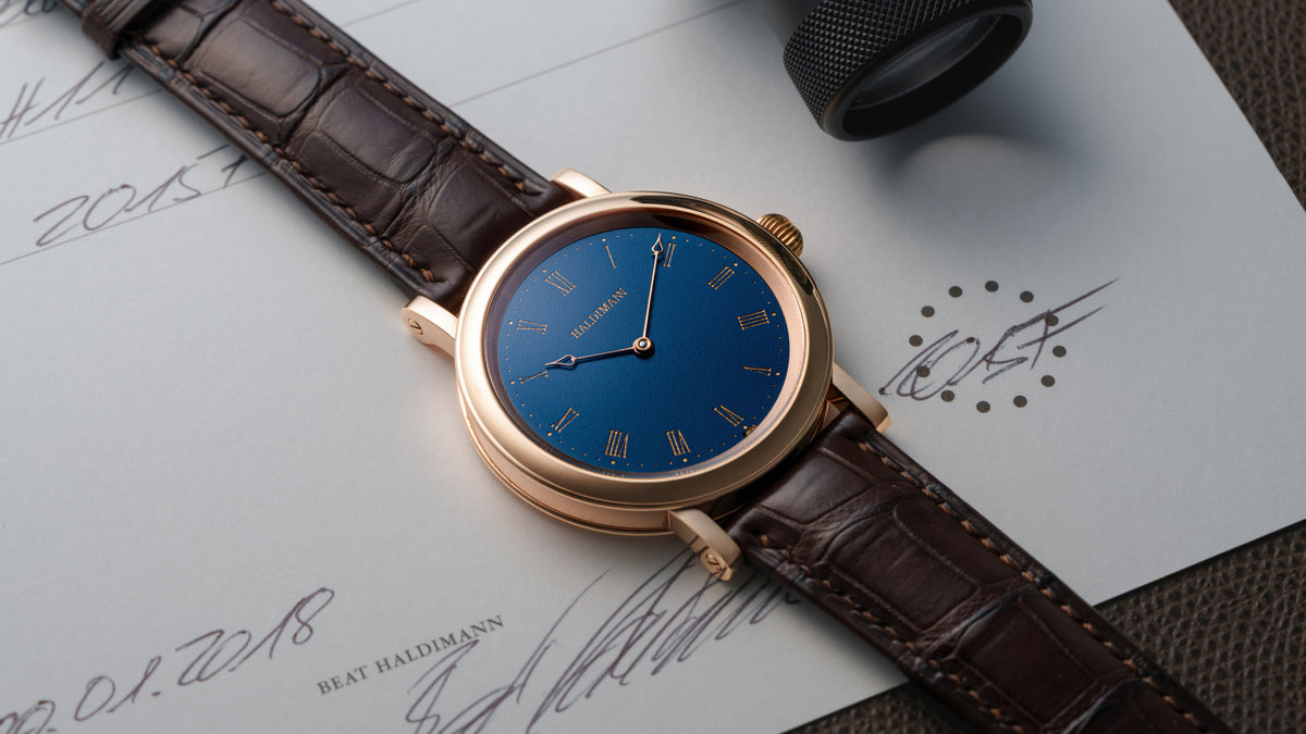 H11, Central Balance, Blue Dial, Pink Gold