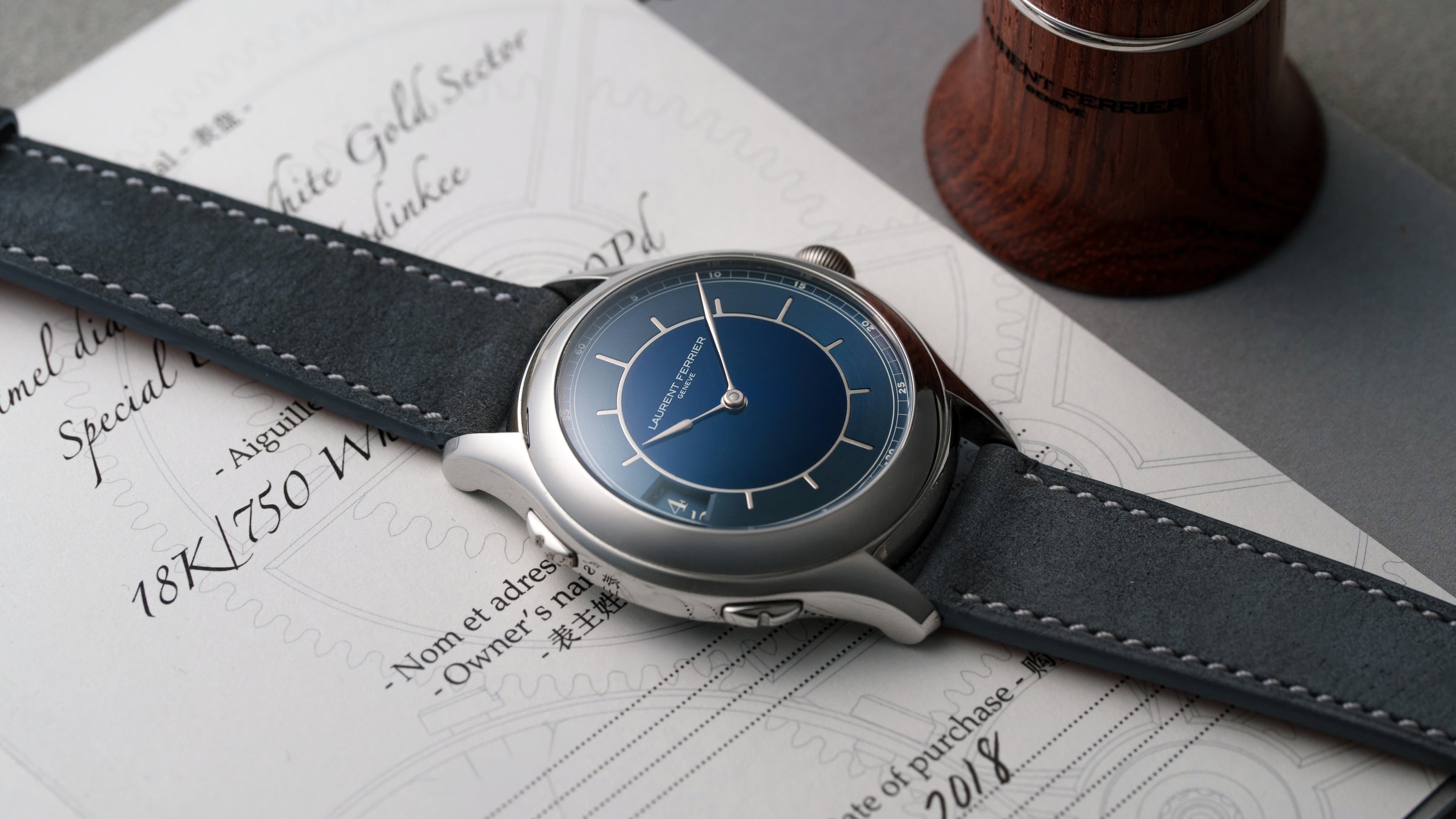 Galet Traveller, Enamel Sector Dial for Hodinkee, Titanium