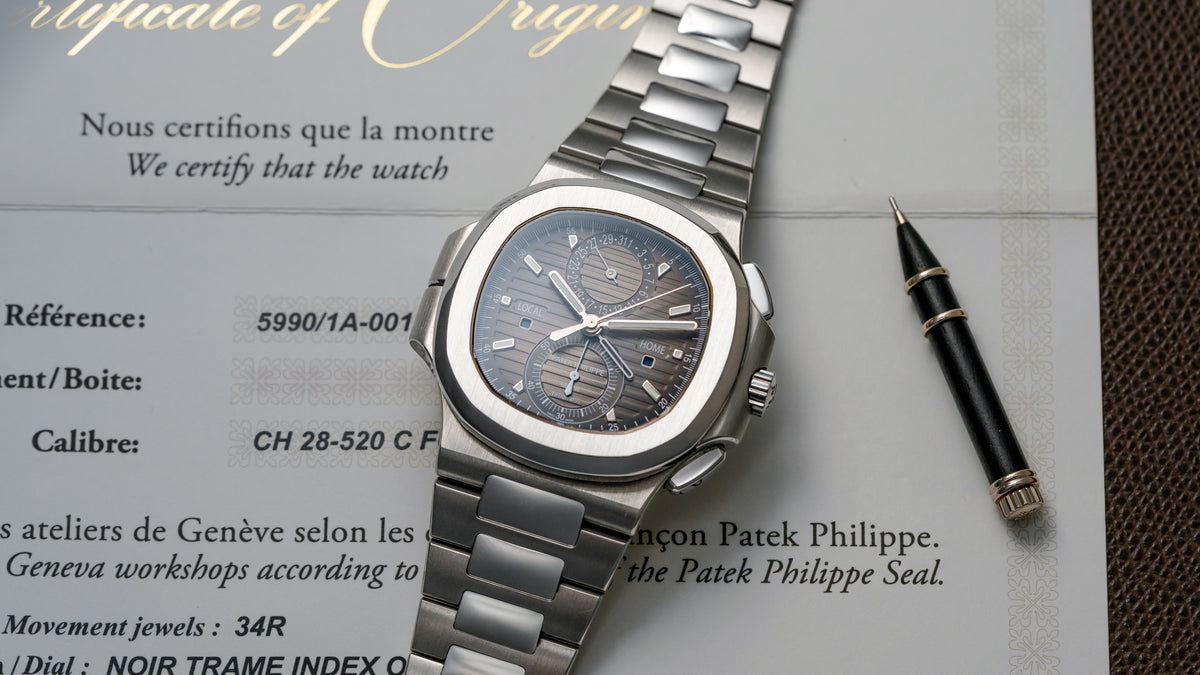 5990/1A, Nautilus Travel Time Chronograph, Tiffany Dial, Steel