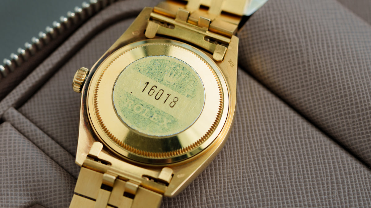 16018, Datejust, Mahogany Wood Dial, Yellow Gold