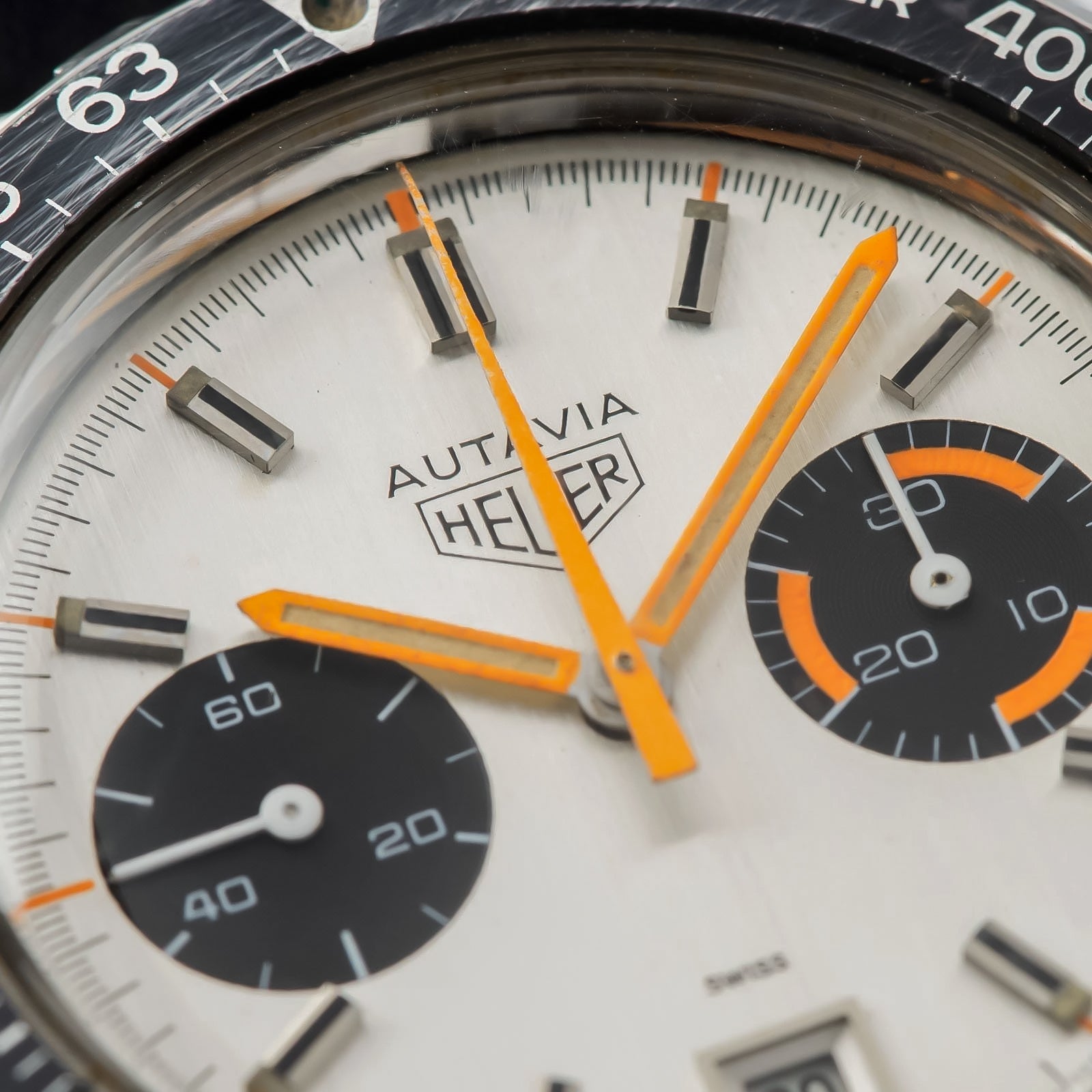 Heuer 73463 Silver Dial Orange Boy Autavia Hairspring