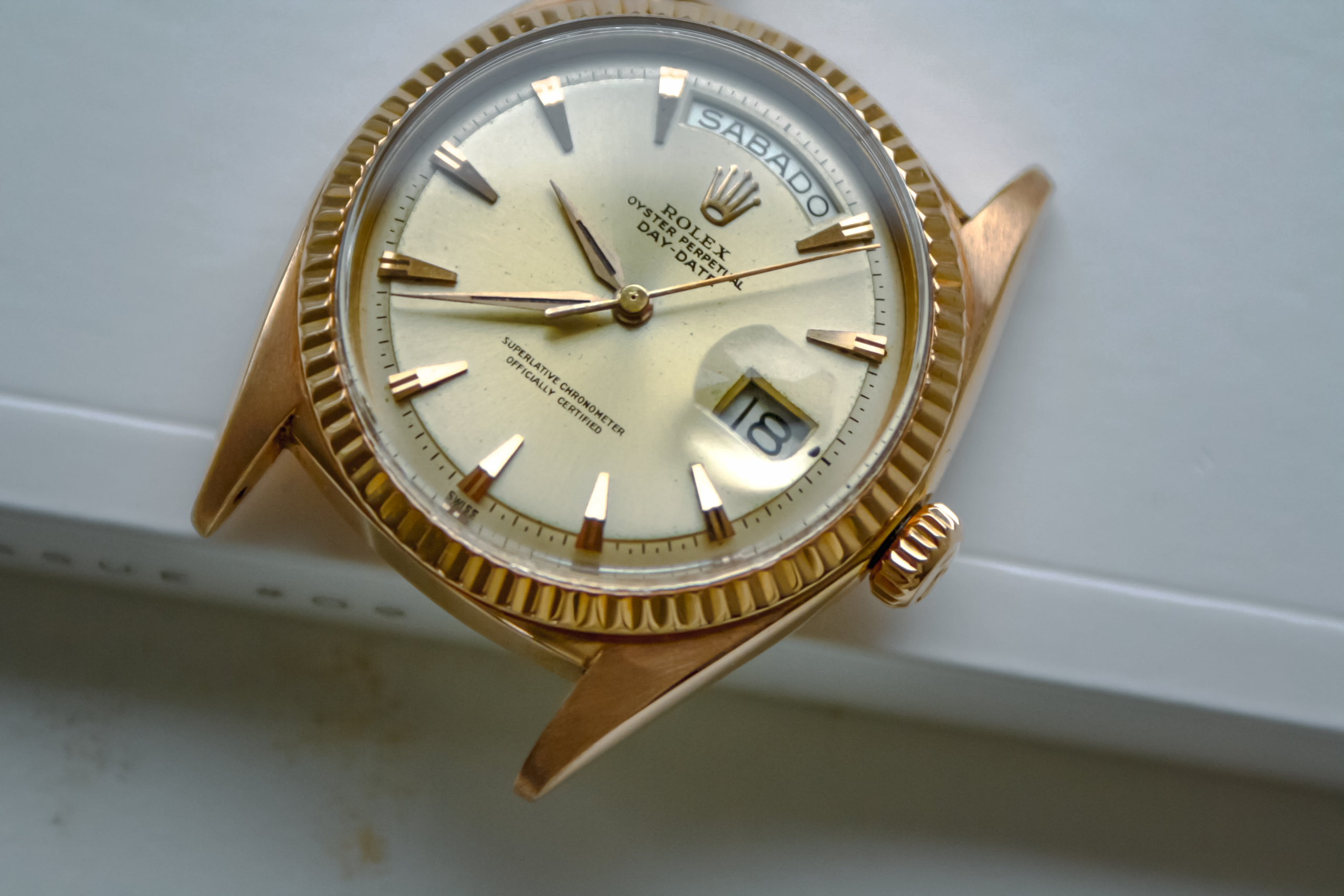 Swiss Only Claw Dial 1803 Rolex Day Date in Rose Gold Hairspring