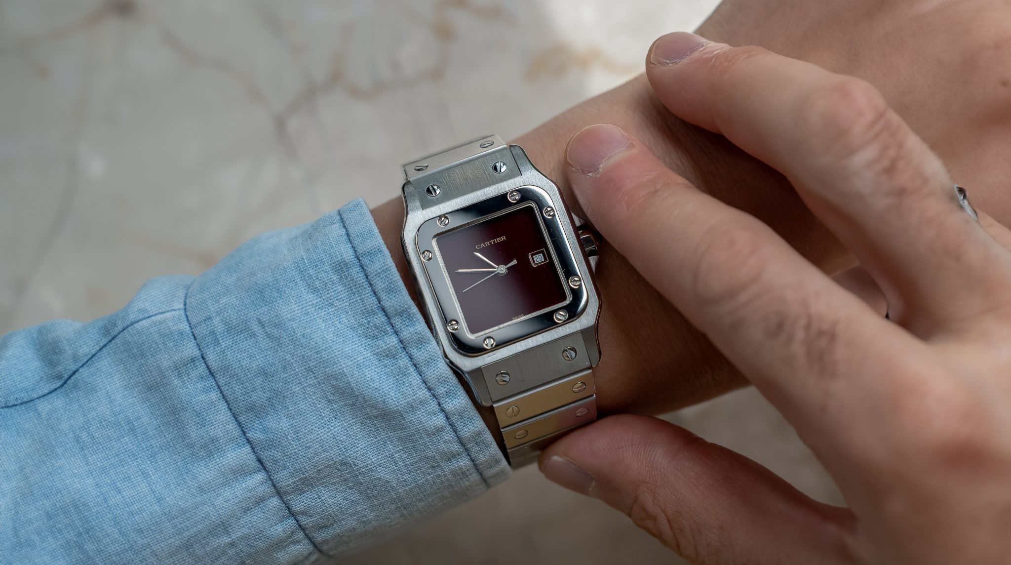 Burgundy-Dial-2960-Cartier-Santos-Carrée